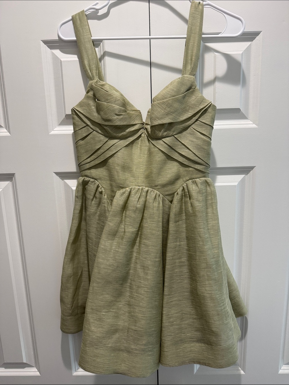 Zimmermann Olive Green Party Dress with Twisted Bodice